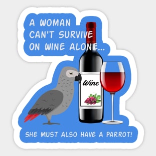 African Grey Parrot Wine Loving Drinking Sticker